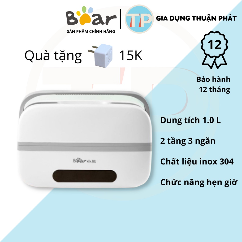Hộp cơm cắm điện Bear DFH-B10Q3,1.0 lít, hen giờ, dùng để nấu chín, hâm nóng, giữ nhiệt cho thức ăn, dùng cho văn phòng