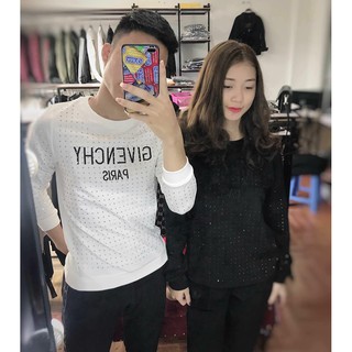ÁO NỈ GIVENCHI ĐÍNH ĐÁ CHẤT đen trắng