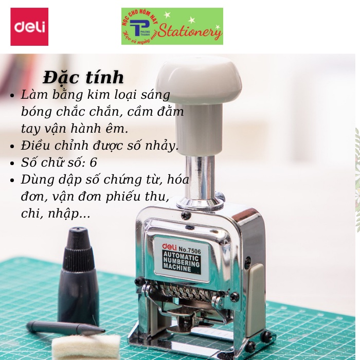 Dấu nhảy kim loại 6 số Deli, Bạc -1 chiếc - E7506