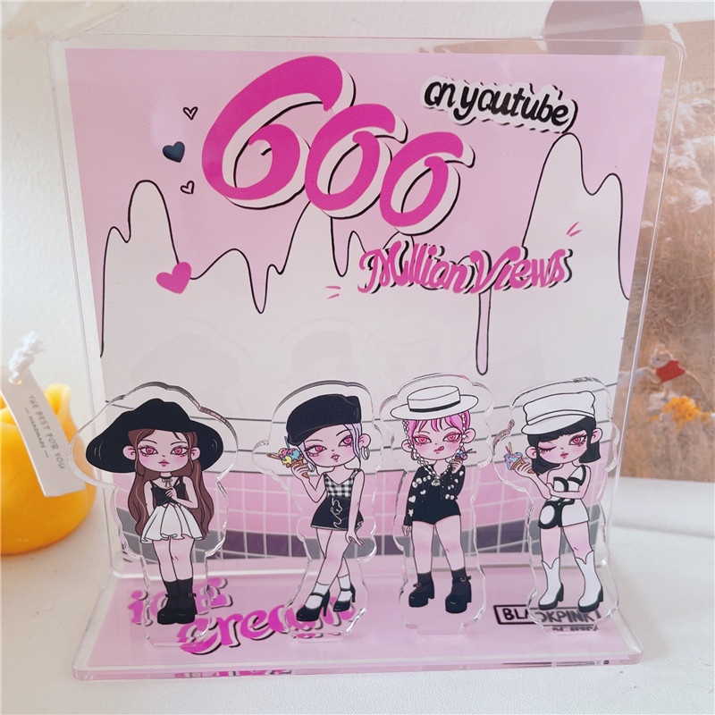 Quạt Đứng Để Bàn Bằng Acrylic Hình Lisa Rose Jisoo Nhóm Nhạc BLACKPINK