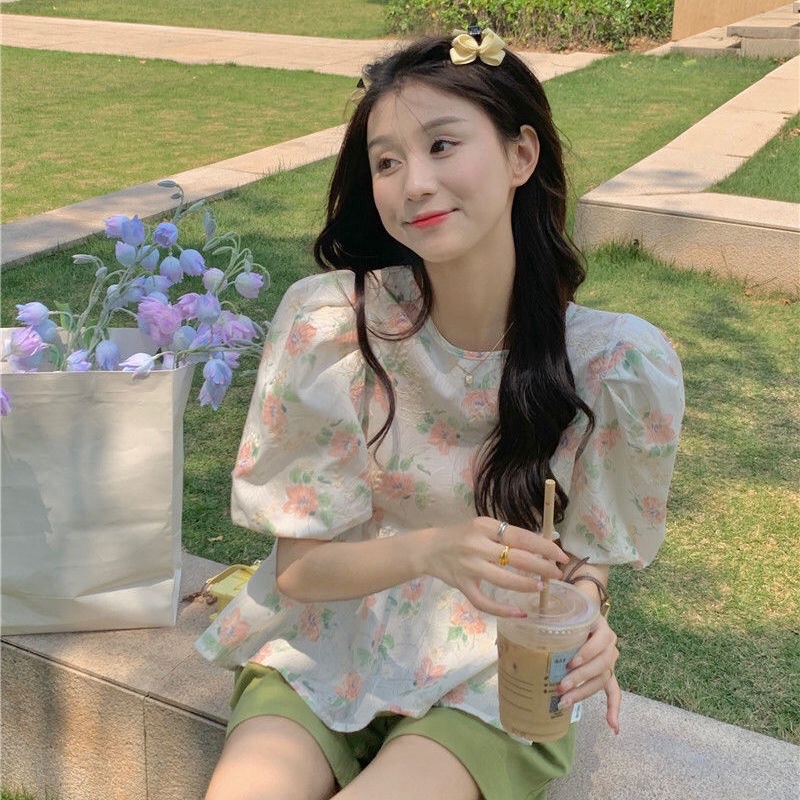 FRRESHIP-Áo bánh bèo hoa nhí dáng babydoll
