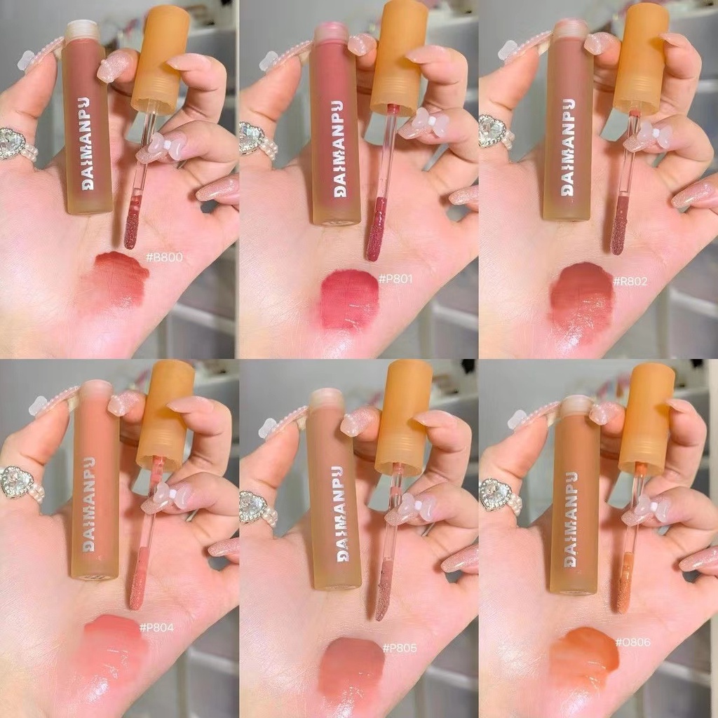 Son Bóng DAIMANPU Màu Nude Nhạt Mềm Mượt Dưỡng Môi Chống Thấm Nước Hàng Nội Địa Trung /Dưỡng Ẩm Tiện Dụng Chất Lượng Cao