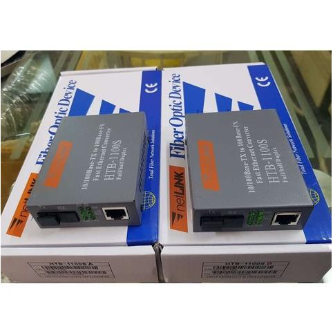 Bộ Convert Chuyển Đổi Quang Điện Khuếch Đại Tín Hiệu Dây Quang Sang Lan RJ45 NetLink HTB-3100 A/B 100Mbps 1 Sợi 1 Cổng L