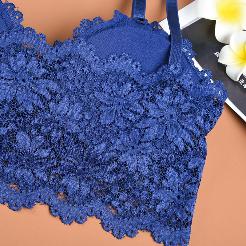 Áo Ngực Hàng Mới Về Mới Áo Lót Hai Dây Phối Ren Hoa Hướng Dương Có Miếng Đệm Ngực Cho Nữ