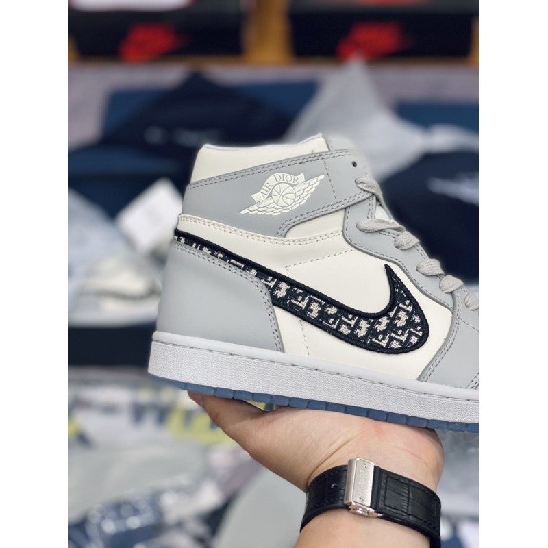 [AGsneaker] Giày thể thao cổ cao cao cấp màu xám đủ phụ kiện chân bè fit lên 1 size..