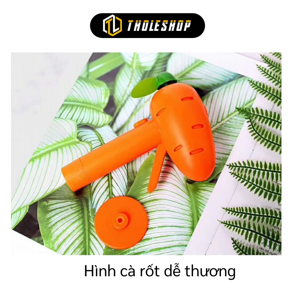Quạt Cầm Tay - Quạt Mini Cầm Tay Hình Cà Rốt Sạc Điện, Cánh Quạt Mềm An Toàn 7050