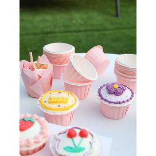 50 Cup giấy đựng bánh cupcake hồng pastel