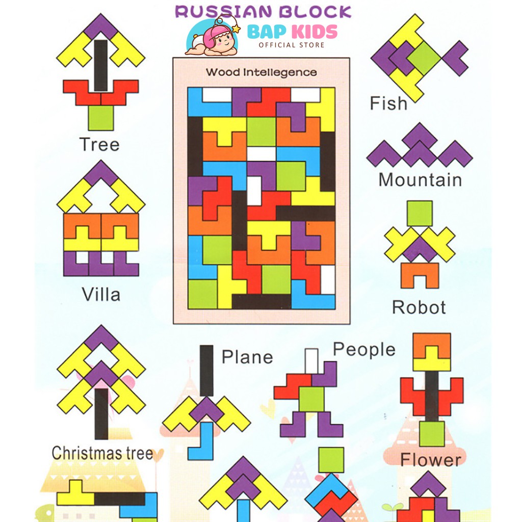 Đồ Chơi Cho Bé - Đồ Chơi Xếp Hình Tetris Nhiều Màu Sắc Cho Bé Sáng Tạo [BAPKIDS]