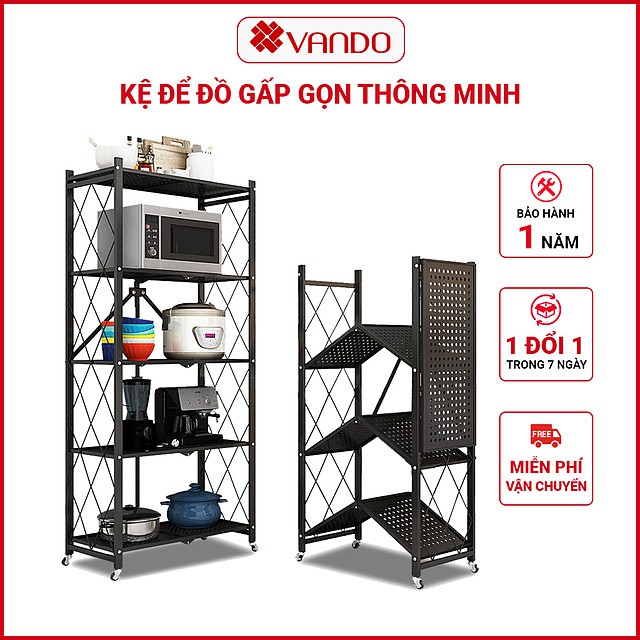 Kệ Để Đồ 3/4/5 tầng Đa Năng VanDo Kệ Gấp Gọn Tiện Lợi Để Trong Phòng Bếp Phòng Tắm Để Trang