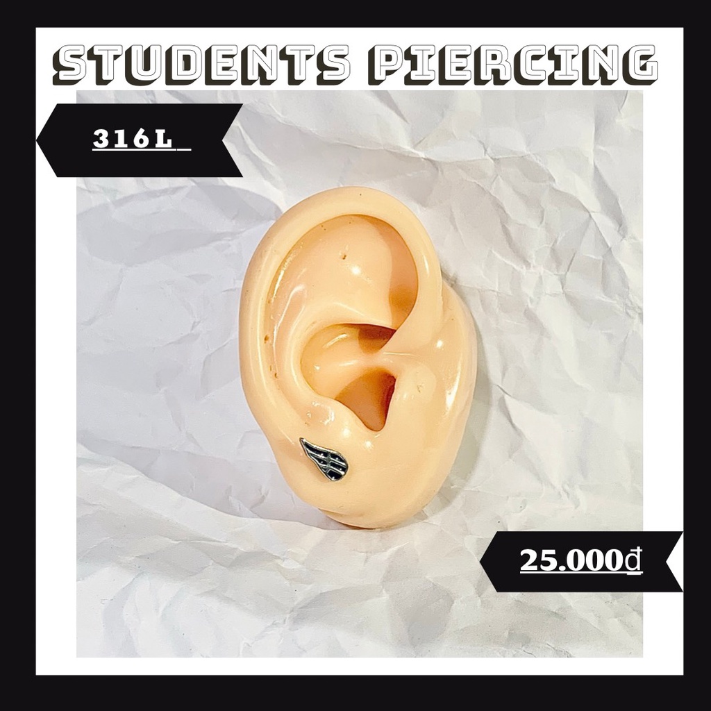 [Rẻ Vô Địch] Khuyên Tai Hình Cánh Họa Tiết Cá Tính - Khuyên Thép 316L