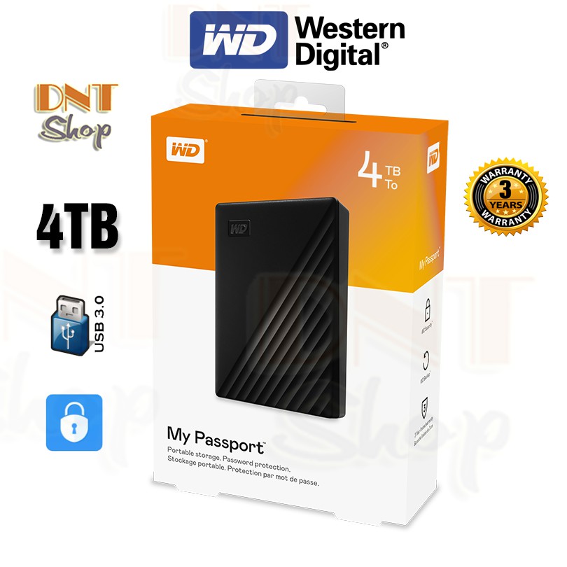 Ổ cứng di động WD My Passport 4TB USB 3.2 Gen 1 Bảo hành 3 Năm 1 đổi 1