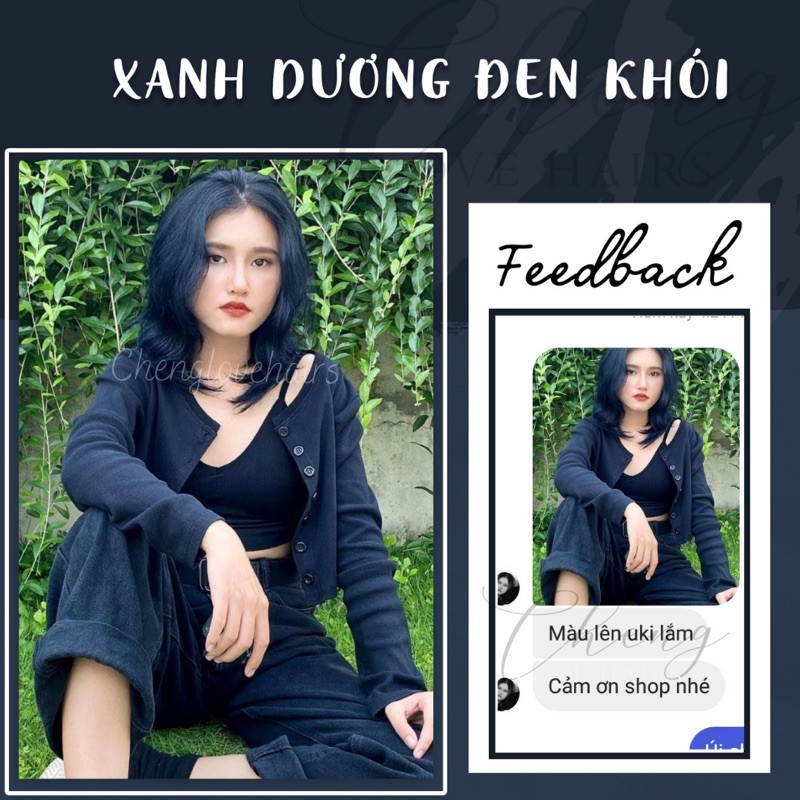 (KHÔNG TẨY) THUỐC NHUỘM TÓC XANH DƯƠNG ĐEN ÁNH KHÓI | BigBuy360 - bigbuy360.vn