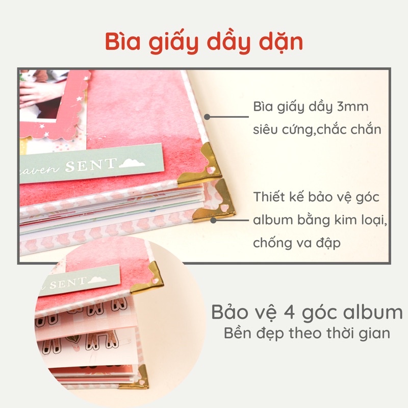 Album ảnh nghệ thuật cho bé, Album cho bé in sẵn trang trí 🍬🍼