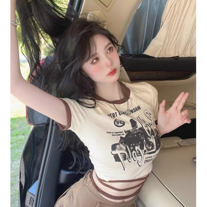 Áo thun phối viền cuốn dây eo Mitshop2222