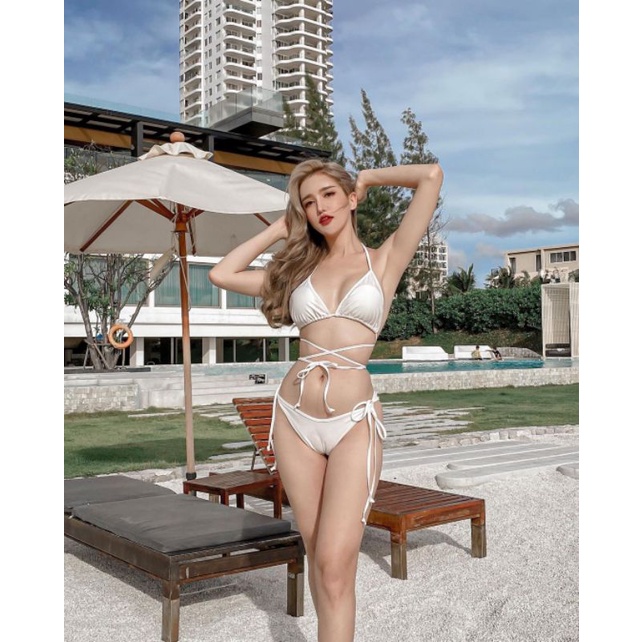 Bikini 2 Mảnh Tam Giác Dây Chéo Đi Biển