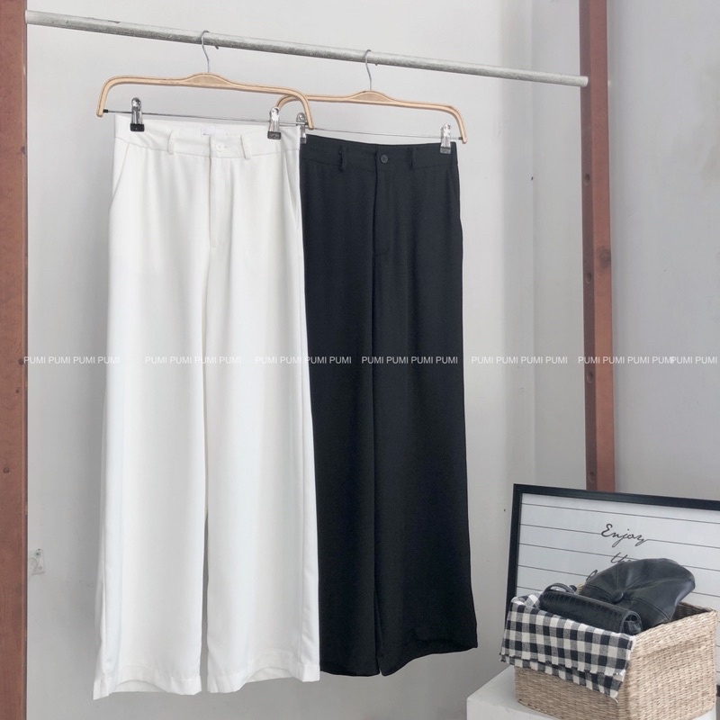 Quần cullotes dài 2 màu đen và trắng có size SML dễ phối đồ Pumi