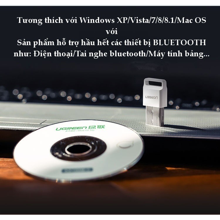 Thiết bị USB thu Bluetooth 4.0 dùng trên máy tính và laptop UGREEN 30524