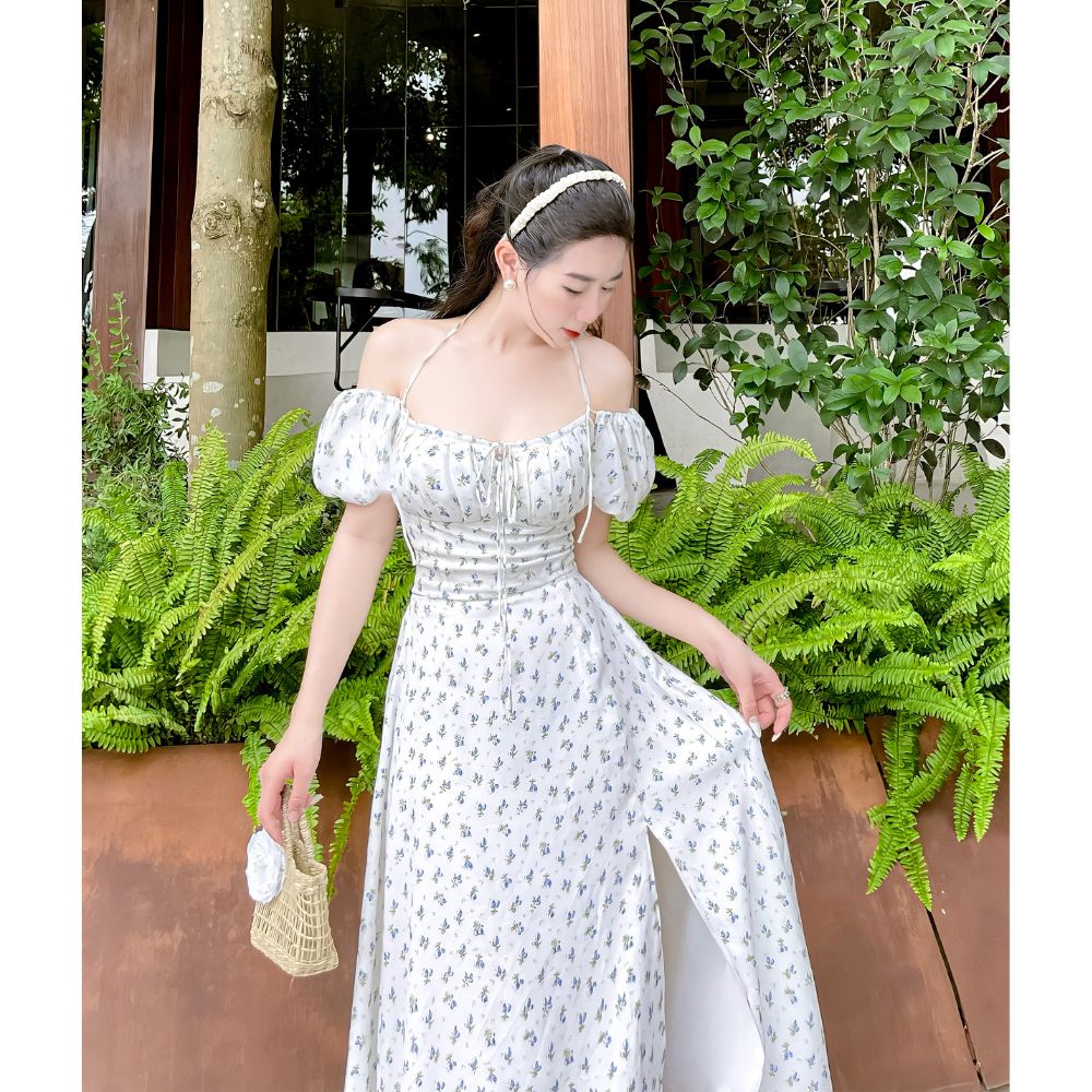Set Váy Hai Dây Hoa Nhí 4 Món Mặc Được Nhiều Kiểu  Kèm Áo Khoác Cardigan Mỏng HT60 HaLuu Store
