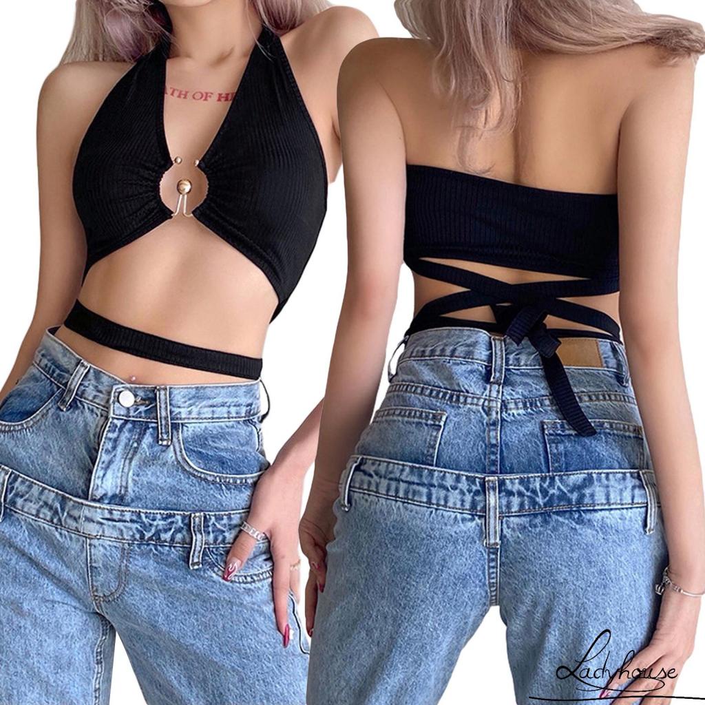 Áo Hai Dây Hở Rốn Màu Trơn Thời Trang Gợi Cảm Cho Nữ