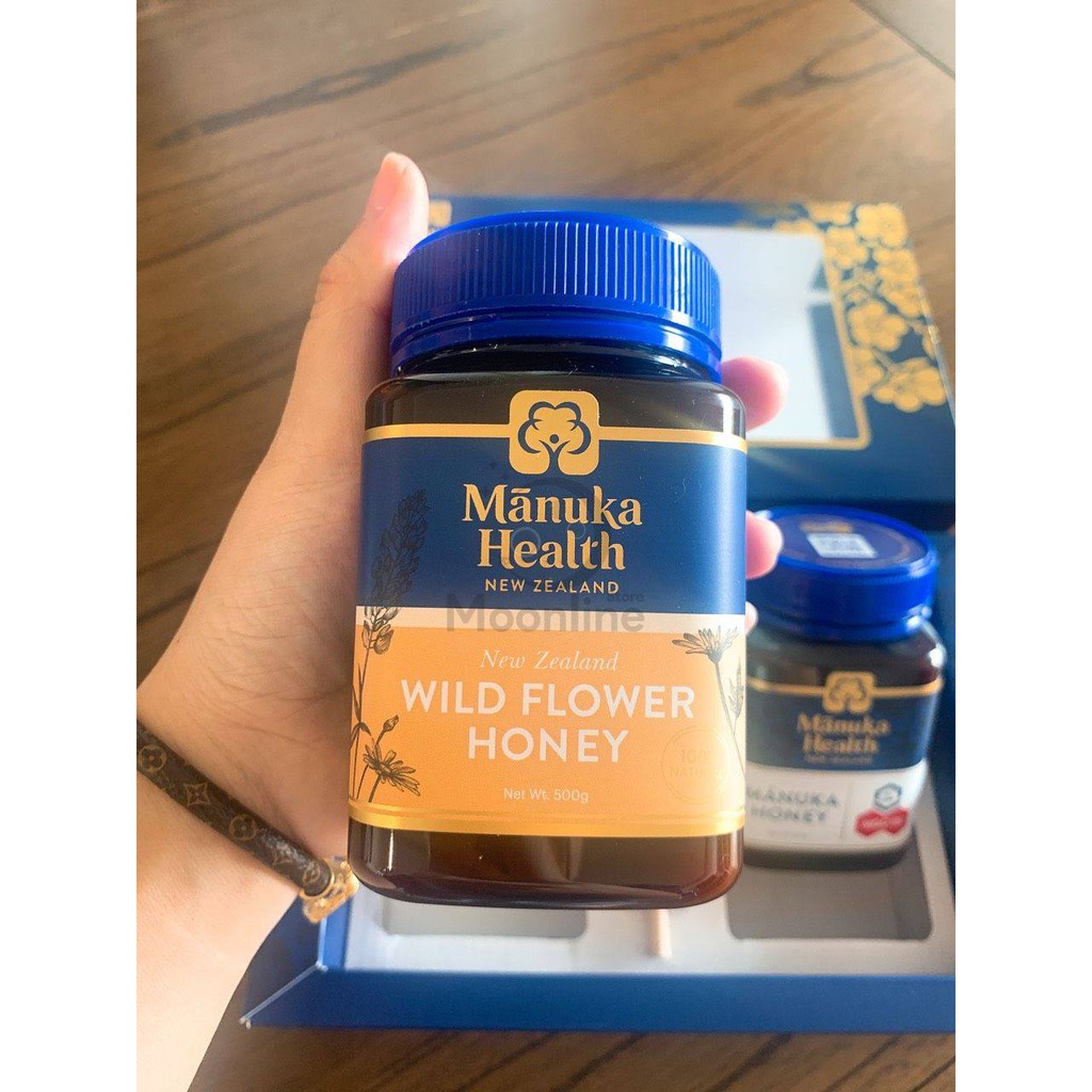 Set mật ong Manuka Health MGO 115+ &amp; mật ong rừng Wild Flower - Hàng Úc đủ bill