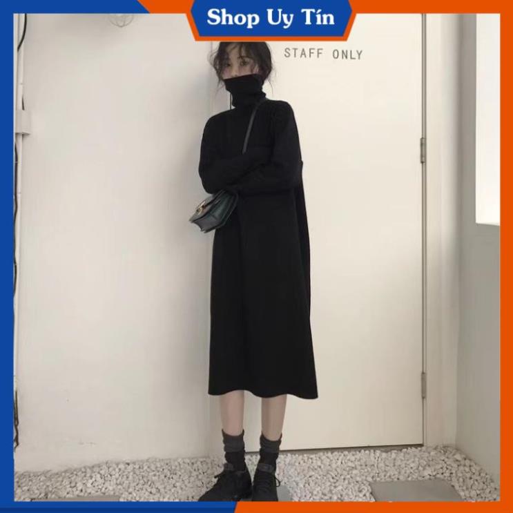 Váy Len Dáng Dài  Đầm Len Suông Nữ Cổ Lọ Cao Cổ Dài Tay Mùa Đông Đẹp Nhiều Màu VD051 | BigBuy360 - bigbuy360.vn