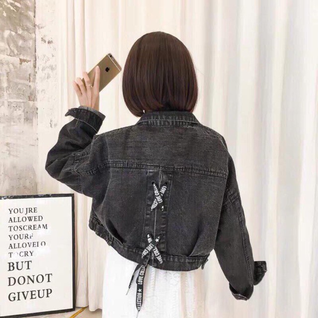 🍁Áo Khoác Jean Lửng Đan Dây MS02