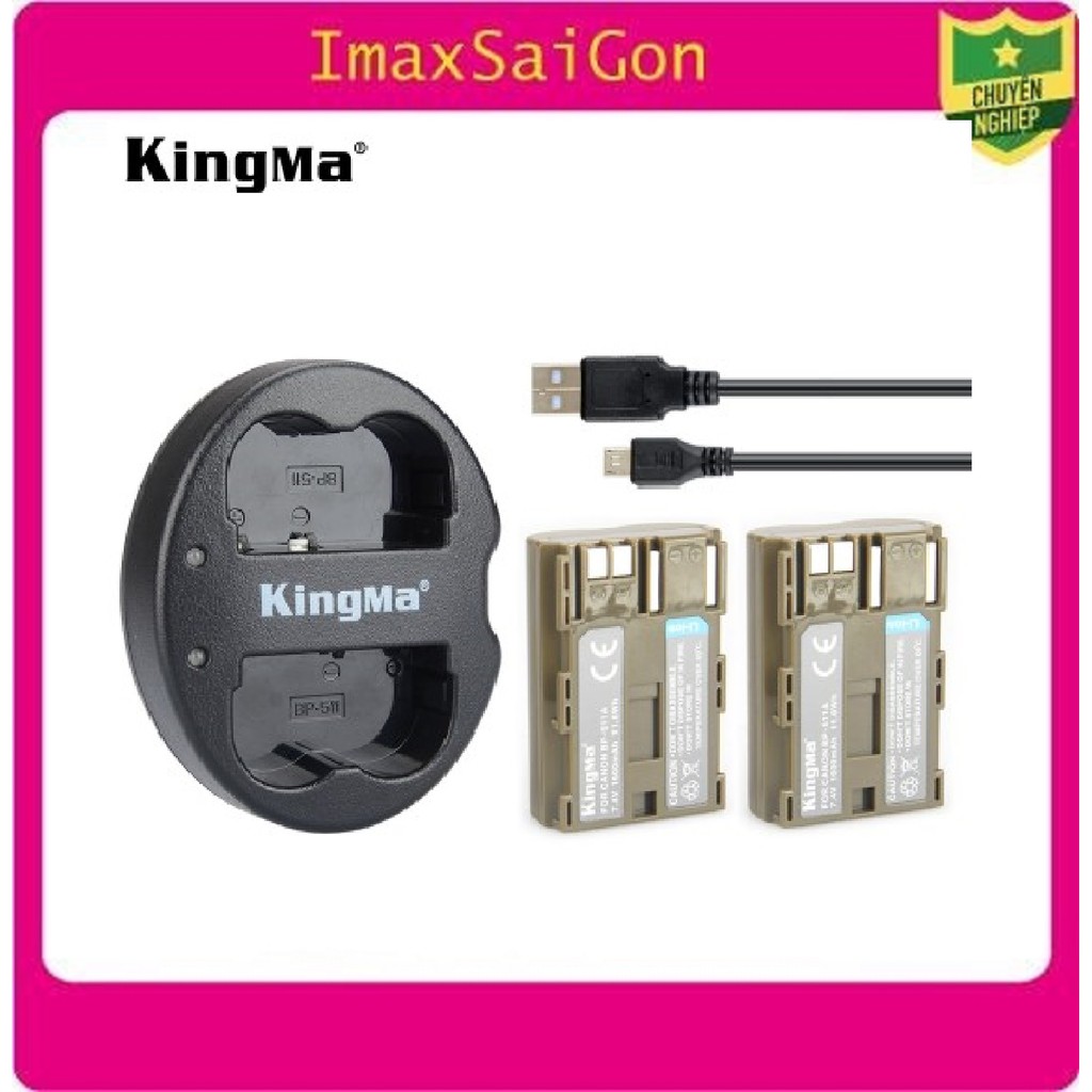 2 PIN 1 SẠC KINGMA thay thế CHO PIN CANON BP-511A