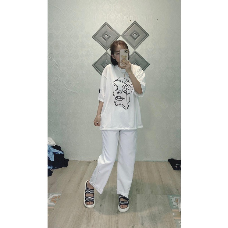 ( SALE HÓT ) Set Đồ Áo Thun Áo phông Nữ Tay Lỡ unisex Kèm Quần ống rộng Ulzzang - ZADOLA FASHION