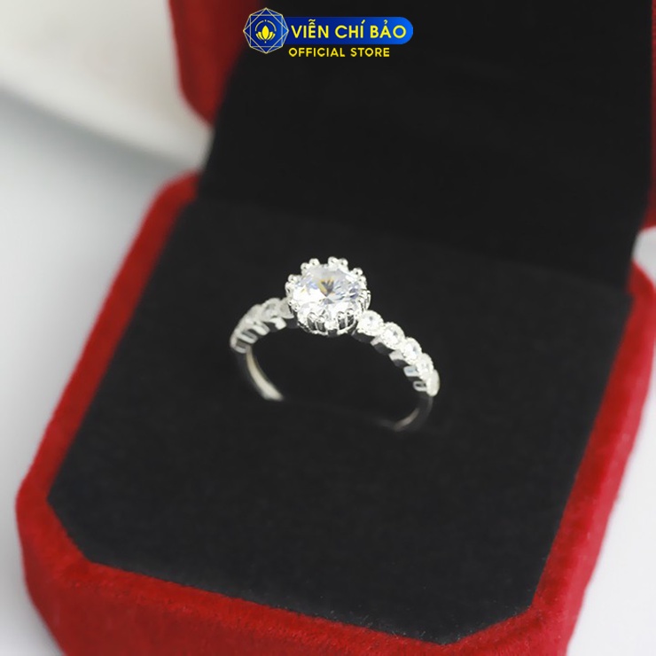 Nhẫn bạc nữ viền đá trắng chất liệu bạc 925 thời trang phụ kiện trang sức nữ thương hiệu Viễn Chí Bảo N400211