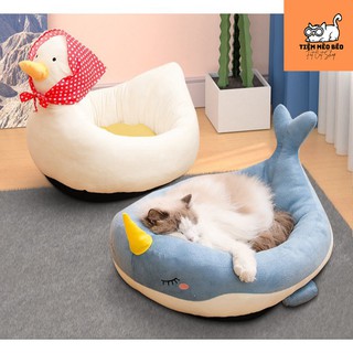 Ổ mèo hình con vịt con cá, nệm cho chó mèo ấm áp