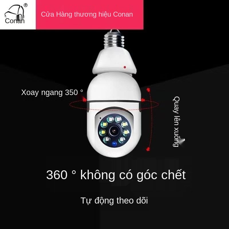 Camera giám sát home 360 ​​xoay điện thoại di động từ xa không dây bóng đèn wifi màn hình HD full color nhìn ban