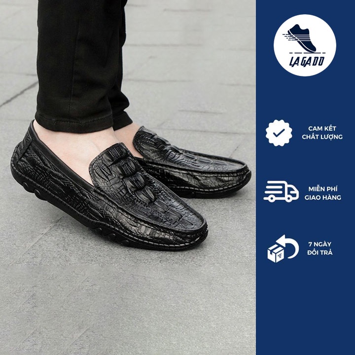 [ GIÀY DA BÒ THẬT ] GIÀY LƯỜI DẬP VÂN CÁ SẤU BẢO HÀNH DA 12 THÁNG