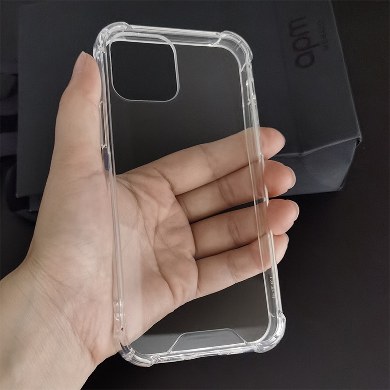Ốp lưng điện thoại IP 12 mini promax trong suốt có viền 4 góc silicon dẻo giảm sốc, bảo vệ mặt sau hiệu quả