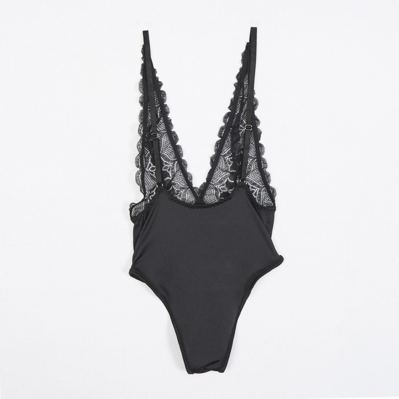 Bodysuit hai dây phối ren hoa gợi cảm dành cho nữ | BigBuy360 - bigbuy360.vn
