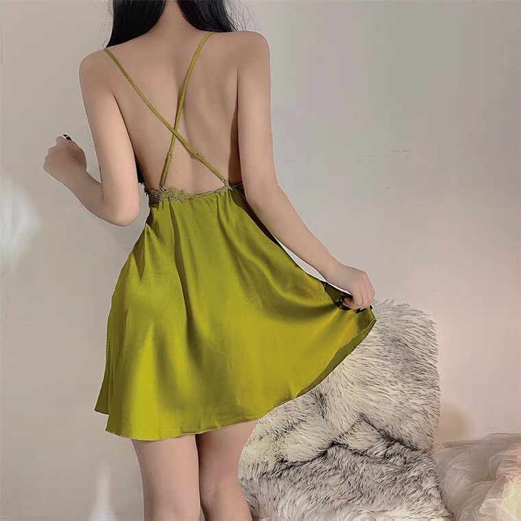 Váy ngủ lụa ren ngực sexy dây chéo lưng gợi cảm THE CELYNBRA - V54 | BigBuy360 - bigbuy360.vn