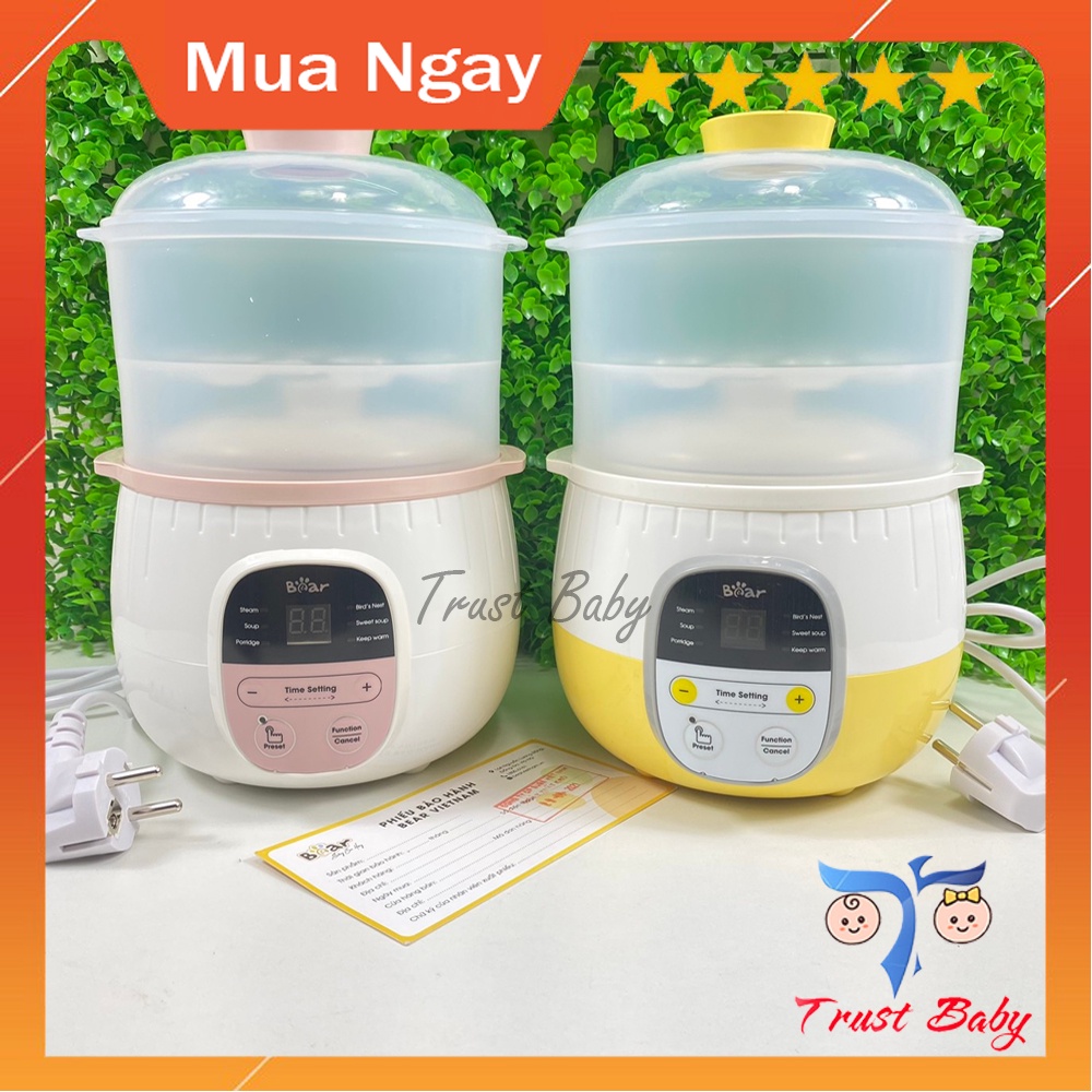 NỒI NẤU CHÁO CHẬM BEAR, NỒI HẦM CÁCH THỦY ĐA NĂNG BEAR 0.8L (TẶNG BẢNG ĐK TIẾNG VIỆT) - BẢO HÀNH 18 THÁNG