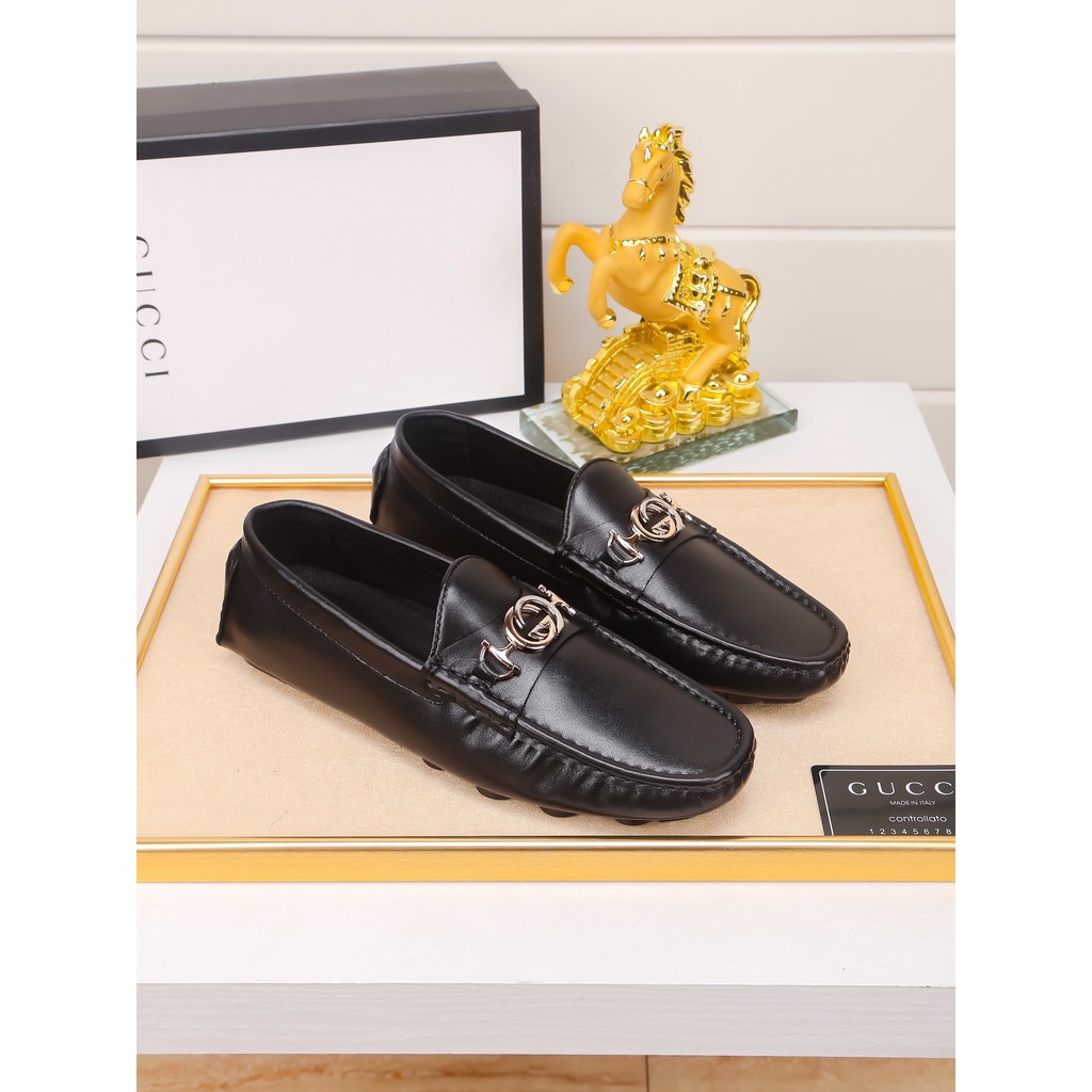 Original 2021 Gucci  Men s Leather Loafers Slip Ons Shoes  