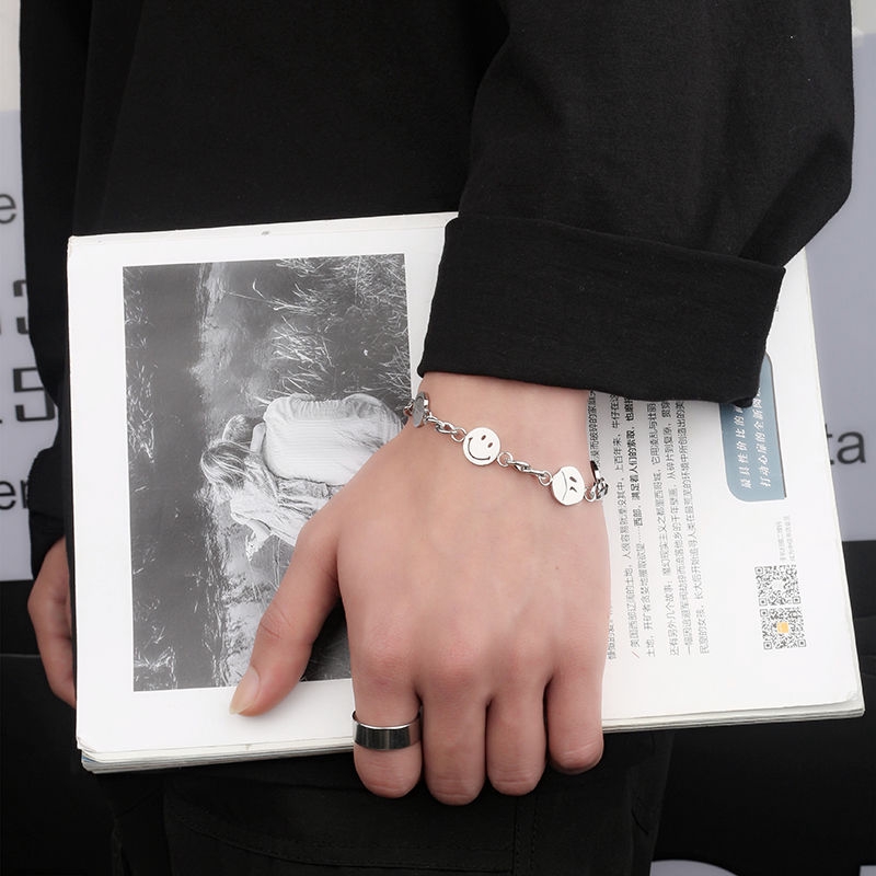 Vòng Tay Mặt Cười 22158 Phong Cách hiphop Đường Phố Nhật Bản Cho Nam Nữ