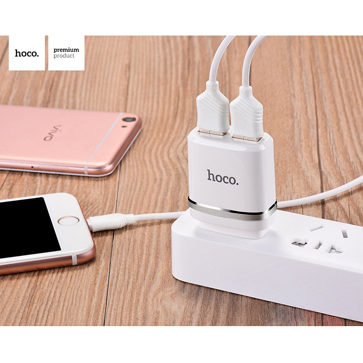 Củ Sạc Điện Thoại 2 Cổng USB HOCO C12A - Chính Hãng