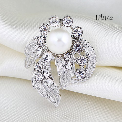 Ghim Cài Áo Hình Bông Hoa Đính Ngọc Trai Nhân Tạo Thời Trang Cho Nữ