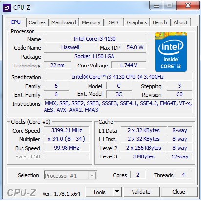 CPU Intel Core i3-4130 (3M bộ nhớ đệm, 3.40 GHz) Socket 1150 hỗ trợ dòng Main H81, B85, Z87, Z97...