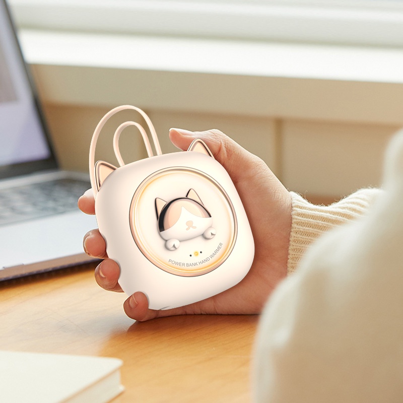Túi sưởi ấm bàn tay FNELSE loại nhỏ cổng sạc usb tiện dụng hình mèo dễ thương