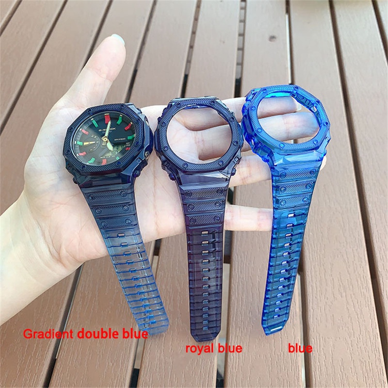 Dây Đeo Đồng Hồ Bằng Nhựa Trong Suốt 19 Màu Thay Thế Cho Casio G-SHOCK GA-2100