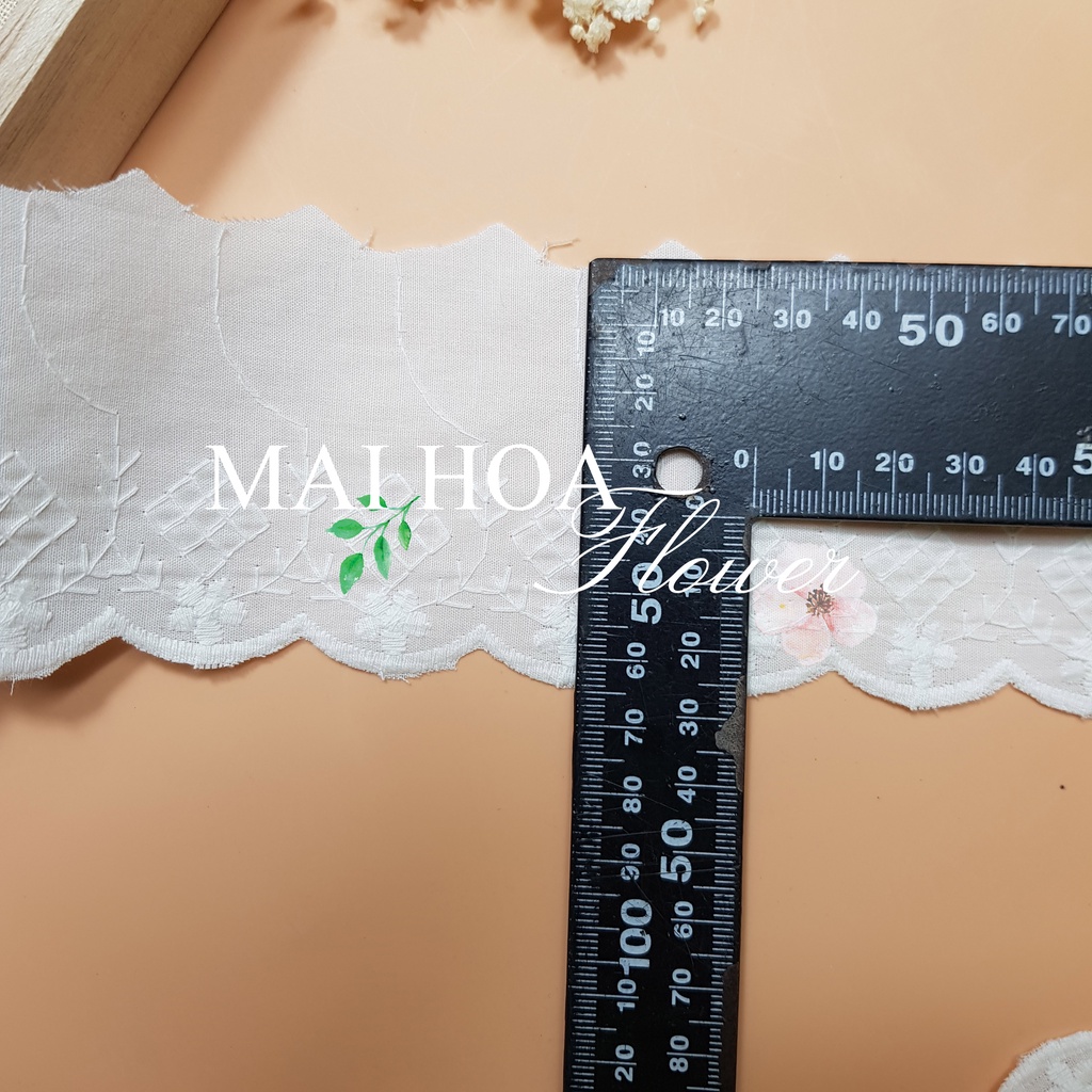 Cuộn ren viền trang trí quần áo chất vải thô boi trắng thêu hoa Maihoafabric