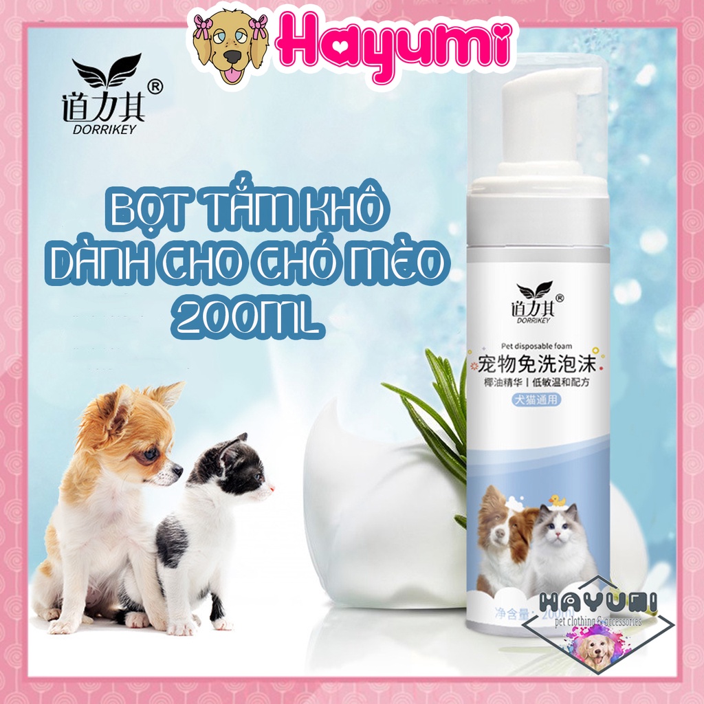 BỌT TẮM KHÔ DÀNH CHO CHÓ MÈO 200ML - HAYUMI