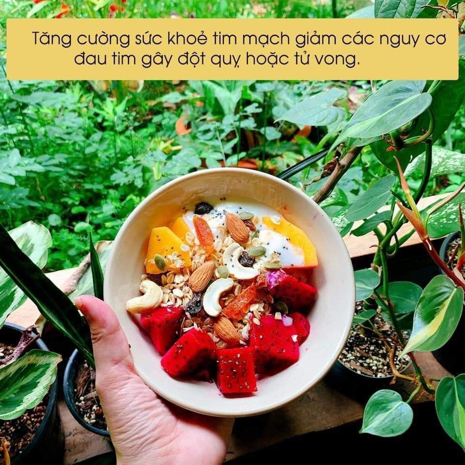 Granola siêu Hạt 500gr, Ngũ cốc giảm cân thêm Macca, Óc chó đỏ, Dâu tây