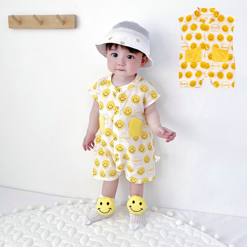 Bộ Áo Liền Quần Mùa Hè Dễ Thương Mỏng Nhẹ Cho Bé Sơ Sinh