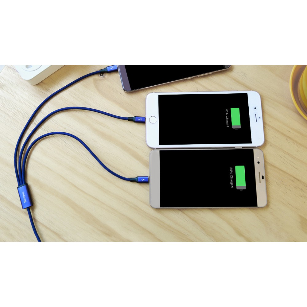 Cáp sạc đa năng BASEUS Rapid Series 3 đầu Lightning - MicroUSB - Type-C dài 120cm