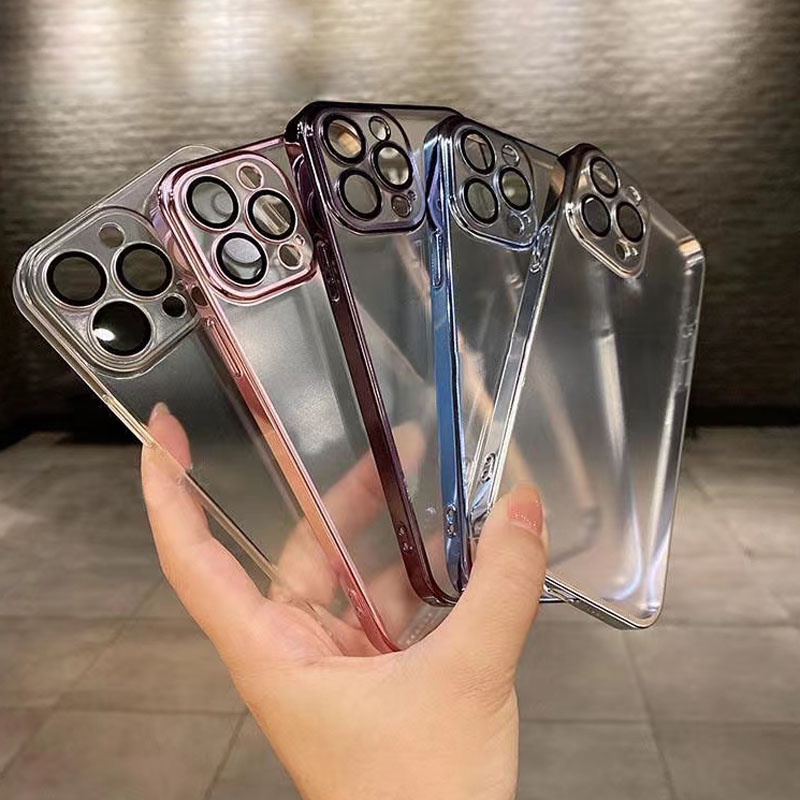 Ốp Điện Thoại Kính Trong Suốt Kèm Miếng Dán Bảo Vệ Camera Cho iPhone 12 13 Pro Max 13pro
