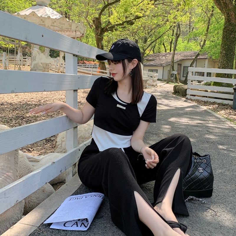 Áo kiểu COZOK tay ngắn cổ tròn dáng ôm thời trang dễ phối đồ